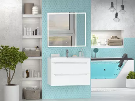 Мебель для ванной комнаты Misty Бриз 80 см подвесная, белая