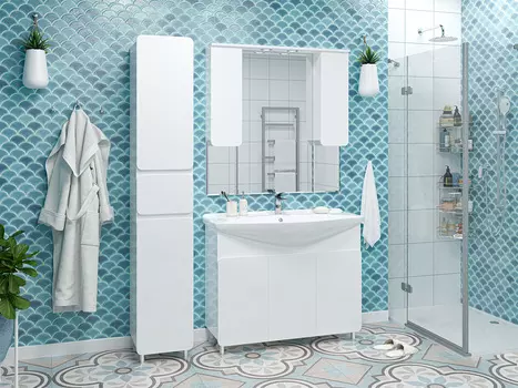 Мебель для ванной комнаты Misty Чегет 105 см напольная, белая