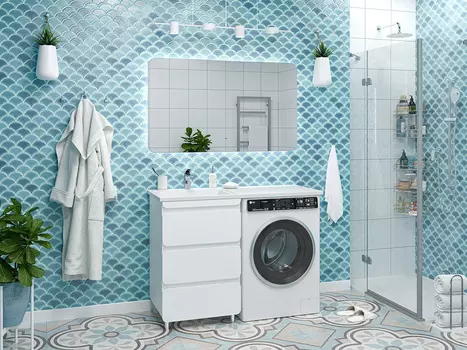 Мебель для ванной комнаты Misty Чегет 120 см напольная, белая