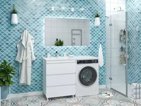 Мебель для ванной комнаты Misty Чегет 130 см напольная, белая