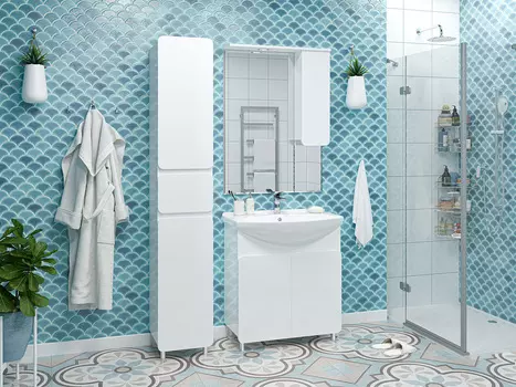 Мебель для ванной комнаты Misty Чегет 75 см напольная, белая