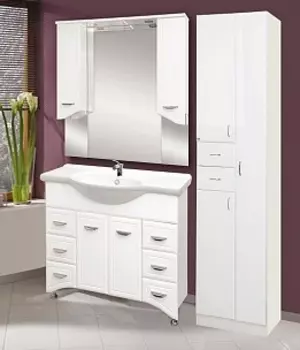 Мебель для ванной комнаты Misty Дрея 105 см напольная, белая