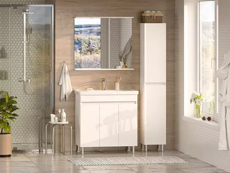 Мебель для ванной комнаты Misty Енисей 80 см напольная, белая