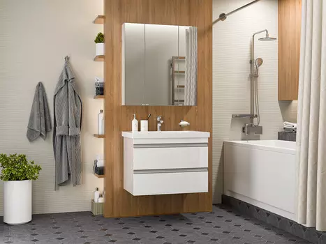 Мебель для ванной комнаты Misty Ингрид 75 см подвесная, белая