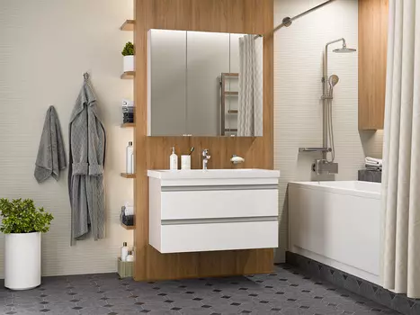 Мебель для ванной комнаты Misty Ингрид 90 см подвесная, белая