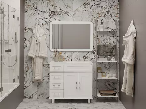 Мебель для ванной комнаты Misty Купер 90 см напольная, белая