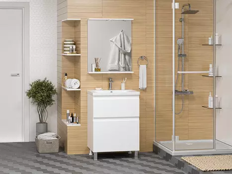 Мебель для ванной комнаты Misty Лаки 60 см напольная, белая