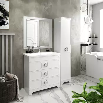 Мебель для ванной комнаты Misty Лейла 80 см напольная, белая