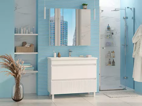 Мебель для ванной комнаты Misty Мира 100 см напольная, белая