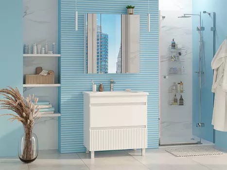 Мебель для ванной комнаты Misty Мира 80 см напольная, белая