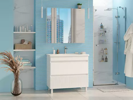 Мебель для ванной комнаты Misty Мира 90 см напольная, белая