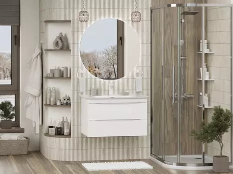 Мебель для ванной комнаты Misty Мираж 80 см подвесная, белая