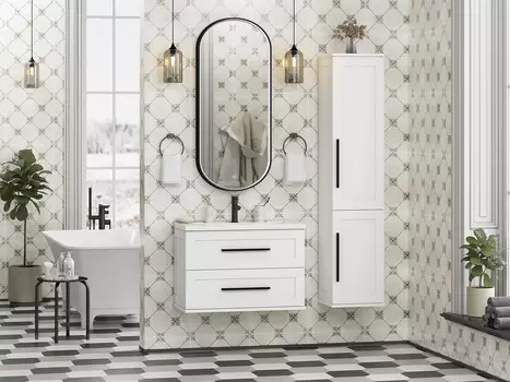 Мебель для ванной комнаты Misty Модерн 80 см подвесная, белая