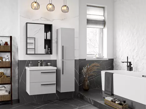 Мебель для ванной комнаты Misty Ненси 60 см подвесная, серая