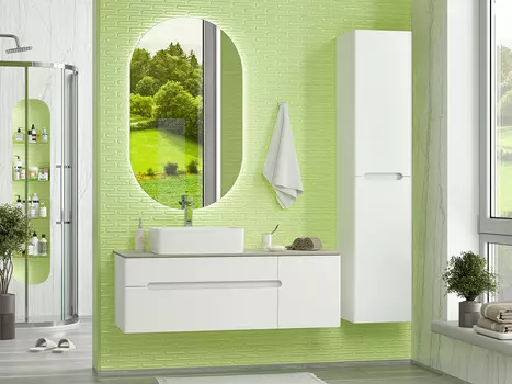 Мебель для ванной комнаты Misty Роял 119 см подвесная, белая