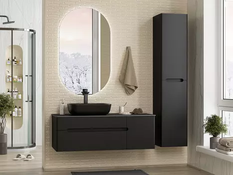 Мебель для ванной комнаты Misty Роял 119 см подвесная, черная