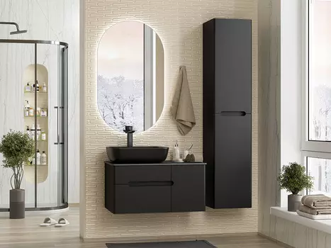 Мебель для ванной комнаты Misty Роял 79 см подвесная, черная