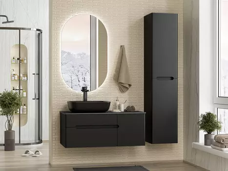Мебель для ванной комнаты Misty Роял 99 см подвесная, черная