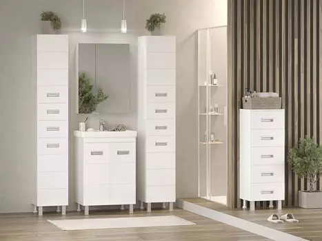 Мебель для ванной комнаты Misty Селена 60 см напольная, белая