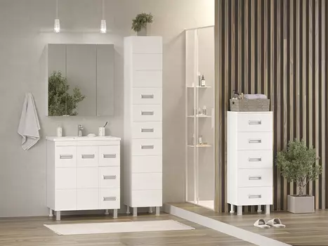 Мебель для ванной комнаты Misty Селена 75 см напольная, белая