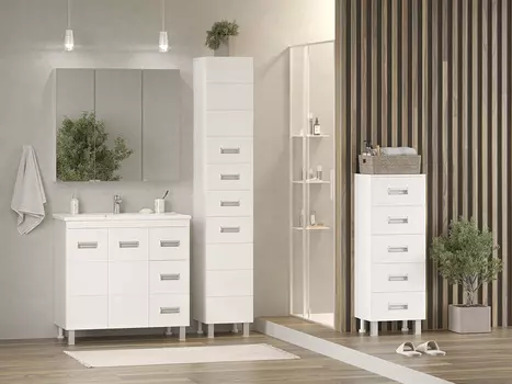 Мебель для ванной комнаты Misty Селена 90 см напольная, белая