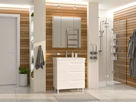 Мебель для ванной комнаты Misty Софт 75 см напольная, белая