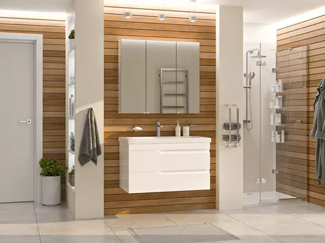 Мебель для ванной комнаты Misty Софт 90 см подвесная, белая