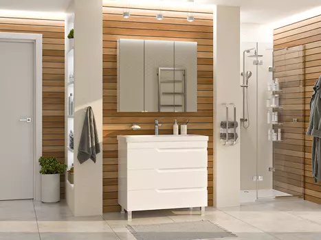 Мебель для ванной комнаты Misty Софт 90 см напольная, белая