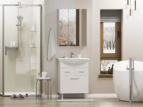 Мебель для ванной комнаты Misty Стелла 65 см напольная, белая