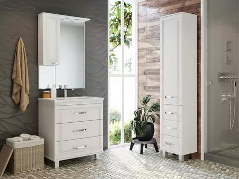 Мебель для ванной комнаты Misty Терра 70 см напольная, белая