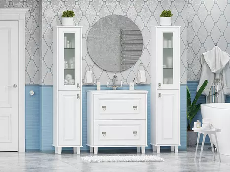 Мебель для ванной комнаты Misty Версаль 80 см напольная, белая