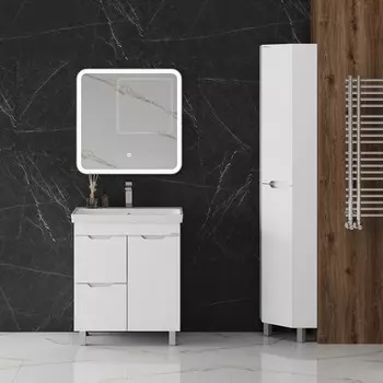 Мебель для ванной комнаты Onika Айленд 71 см с корзиной, напольная, белая