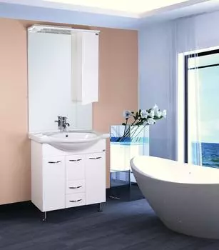 Мебель для ванной комнаты Onika Моника 76 см напольная с корзиной для белья, белая