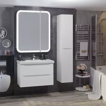 Мебель для ванной комнаты Opadiris Элеганс 80 см 2 ящика, белая матовая