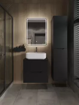 Мебель для ванной комнаты Orange Line 60 см черная матовая