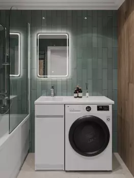 Мебель для ванной комнаты Orange Sistema 100 см напольная левая, с дверцей и корзиной для белья, белая