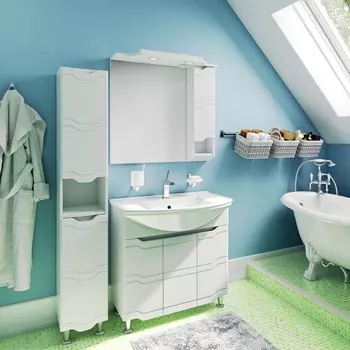 Мебель для ванной комнаты Runo Стиль 87 см напольная, белая