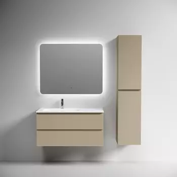 Мебель для ванной комнаты Sancos Folk 100 см левая, подвесная, капучино