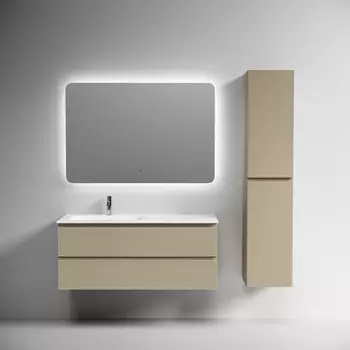 Мебель для ванной комнаты Sancos Folk 120 см левая, подвесная, капучино