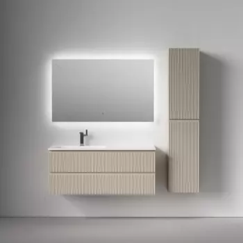 Мебель для ванной комнаты Sancos Snob R 120 см левая, подвесная, Beige Soft