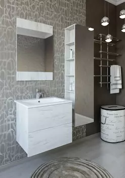 Мебель для ванной комнаты Sanflor Чикаго 65 см подвесная, дуб крафт белый