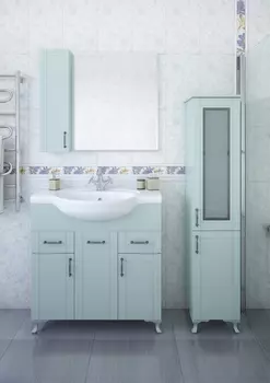 Мебель для ванной комнаты Sanflor Глория 87 см напольная, серая