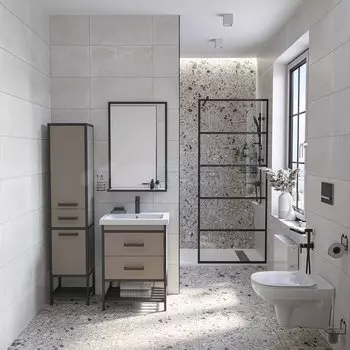 Мебель для ванной комнаты Sanflor Норд 60 см напольная, тауп, черная