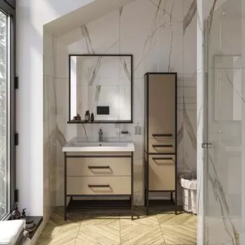 Мебель для ванной комнаты Sanflor Норд 80 см напольная, тауп, черная