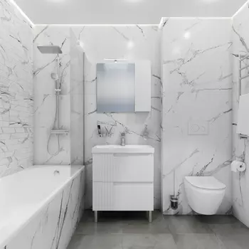 Мебель для ванной комнаты СанТа Альтаир 70 см напольная, белая глянцевая