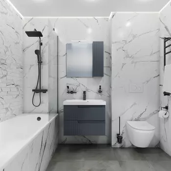 Мебель для ванной комнаты СанТа Альтаир 70 см подвесная, графит матовый