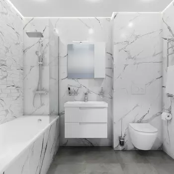 Мебель для ванной комнаты СанТа Альтаир 70 см подвесная, белая глянцевая