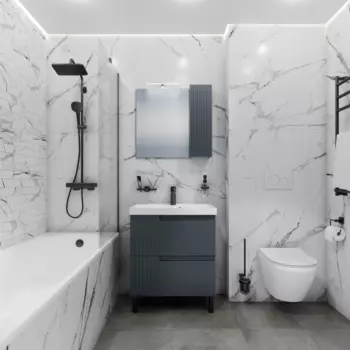 Мебель для ванной комнаты СанТа Альтаир 70 см напольная, графит матовый