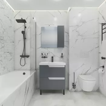 Мебель для ванной комнаты СанТа Антарес 70 см напольная, графит матовый