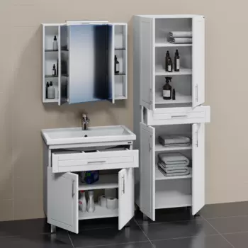 Мебель для ванной комнаты СанТа Дублин 80 см напольная, белая